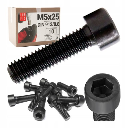 M5x25 black zinc - black, hex